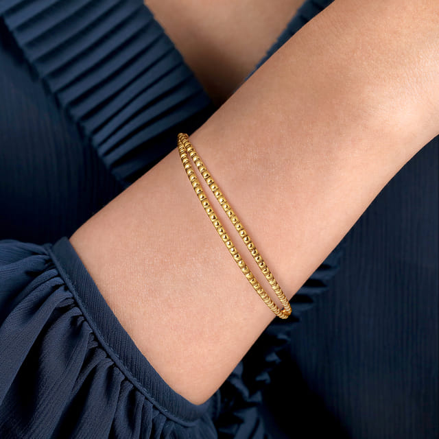 Open Double Row Textured Bangle