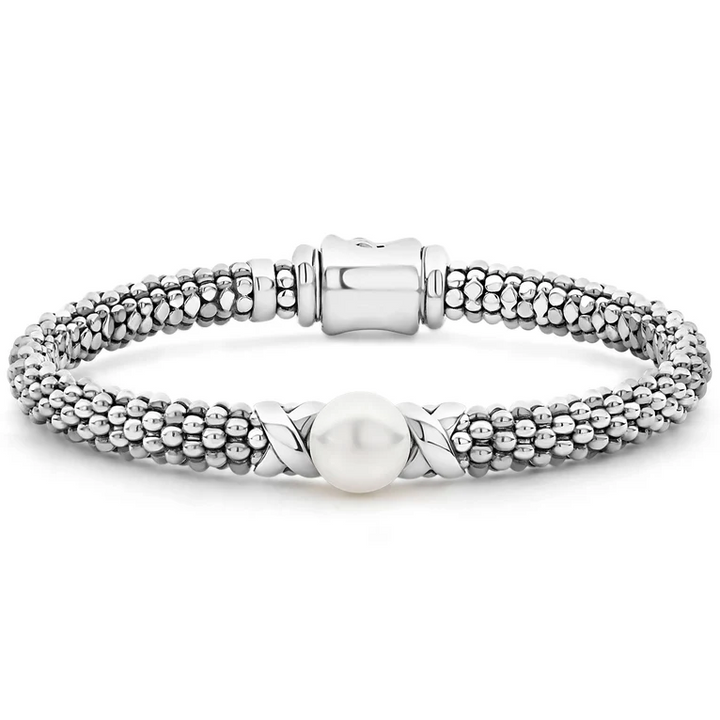 Sterling Silver X Pearl Caviar Bracelet