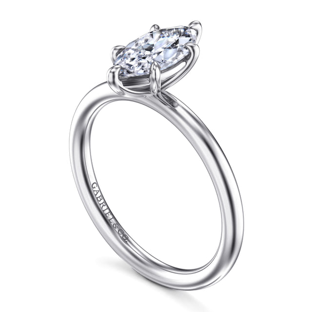 14K White Gold Marquise Solitaire Engagement Ring