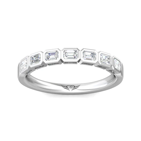 14k White Gold Emerald Cut Diamond Band