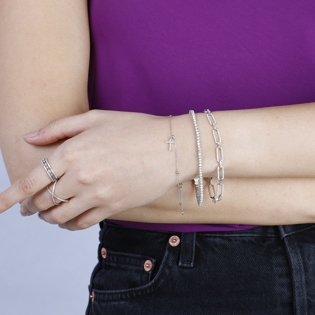 Diamonds Paper Clip Bracelet