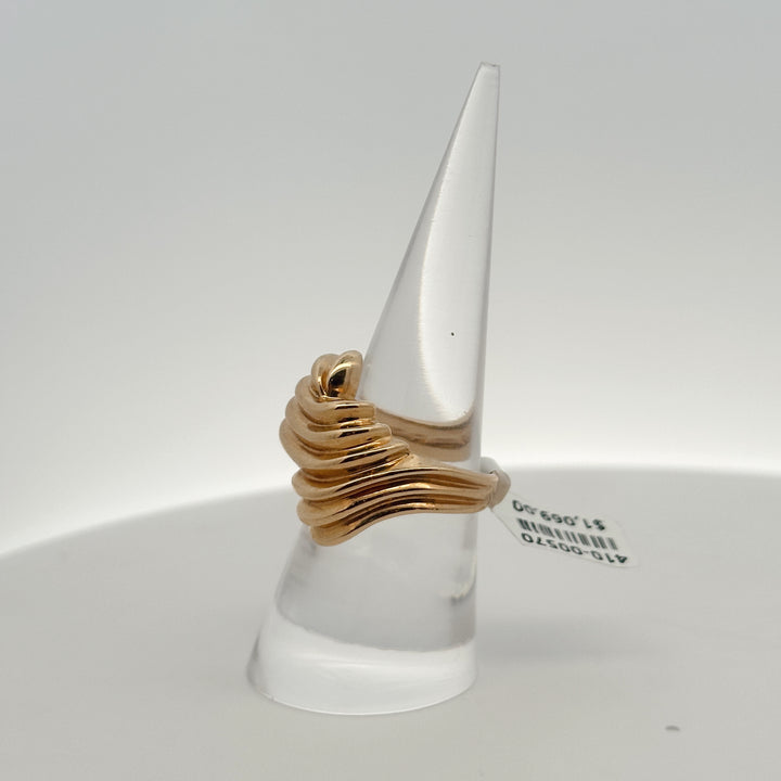14K Yellow Gold Ribbed Dome Ring