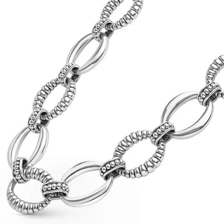 Sterling Silver Oval Fluted Link Necklace