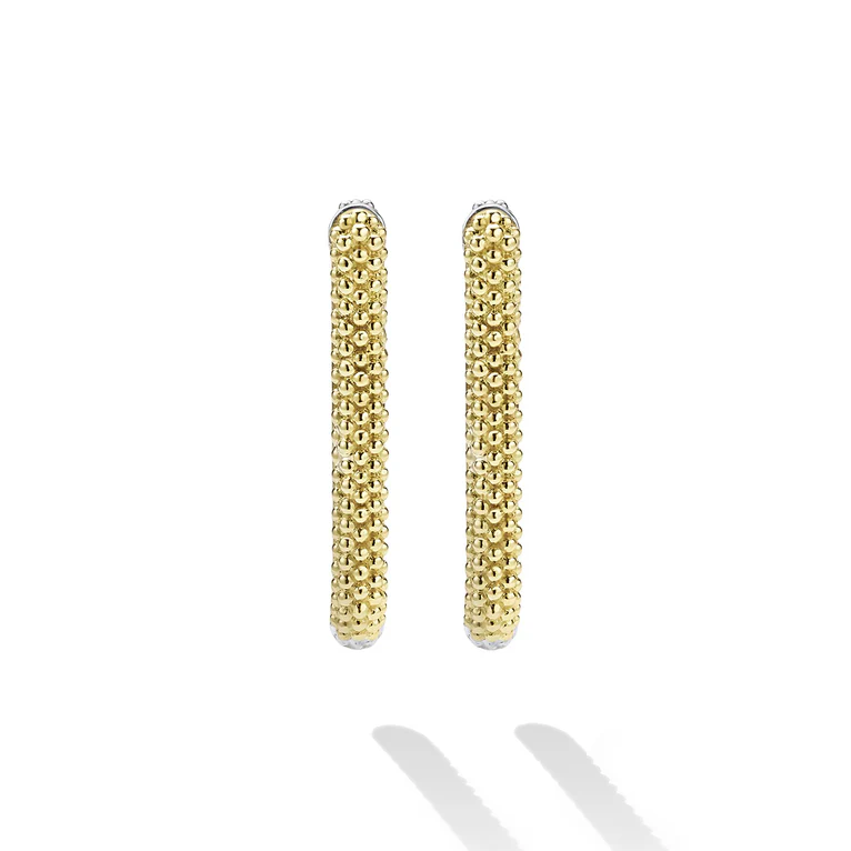 Two-Tone Mini Caviar Hoop Earrings