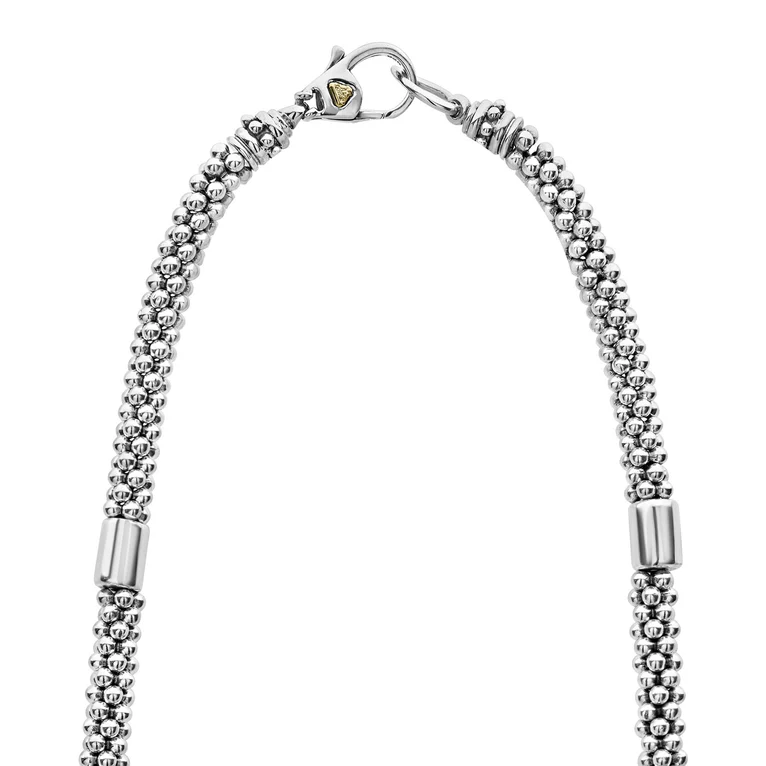 Two-Tone Station Caviar Necklace