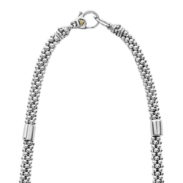 Two-Tone Station Caviar Necklace