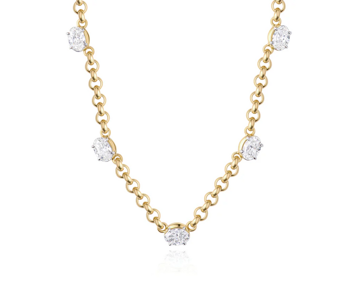 Oval Diamond Cuddle Five Station Necklace