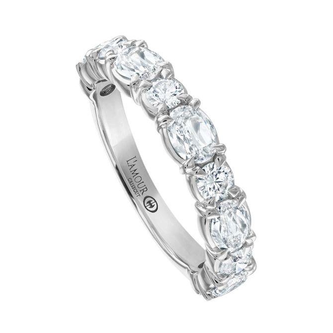 White Gold Crisscut Oval & Round Diamond Wedding Band