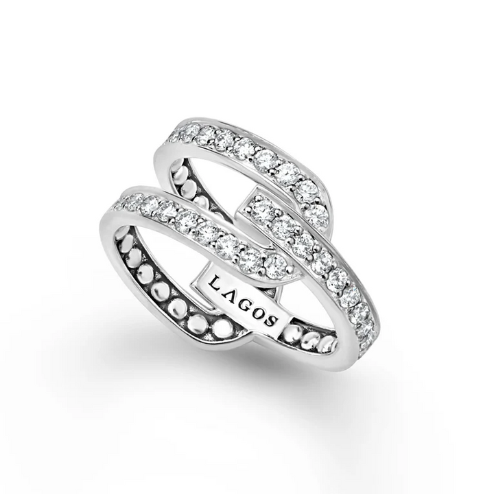 Silver Caviar Linear Diamond Ring