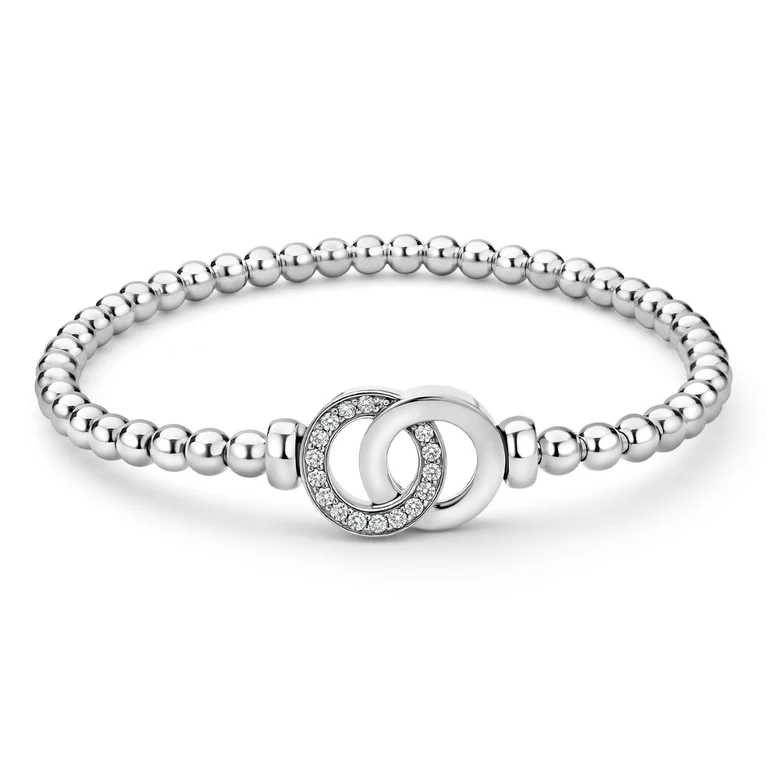 Silver Interlocking Diamond Stretch Bracelet