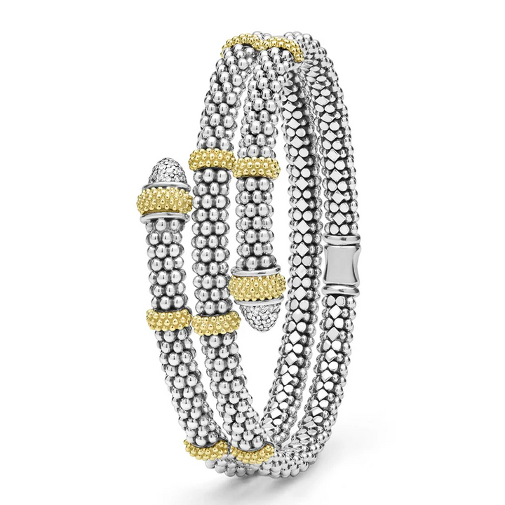Two-Tone Caviar Diamond Versa Wrap Bracelet