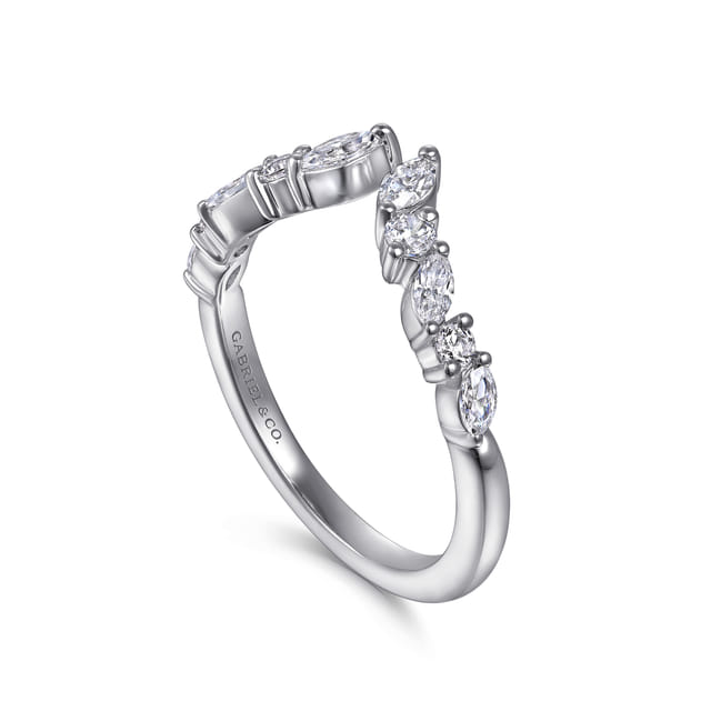 Marquise & Round Open Diamond Wedding Band