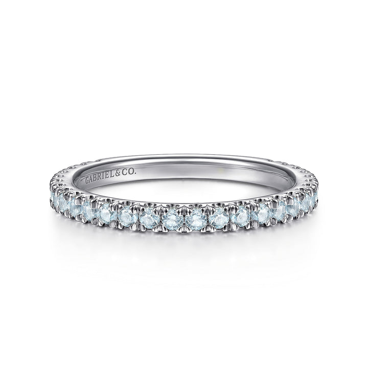 14K White Gold Sky Blue Topaz Band