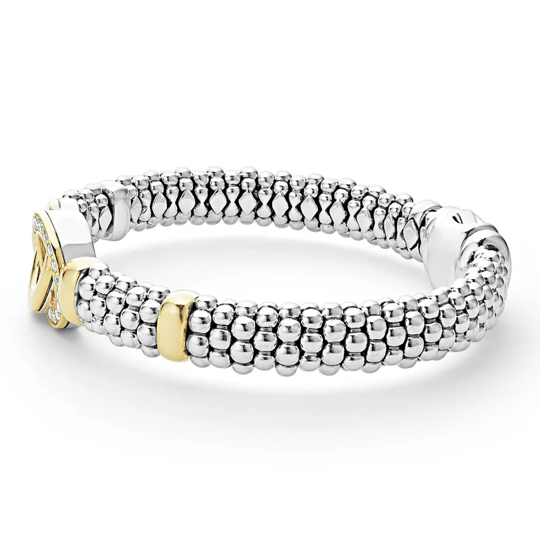 Two-Tone Interlocking Diamond Caviar Bracelet