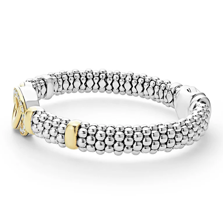 Two-Tone Interlocking Diamond Caviar Bracelet