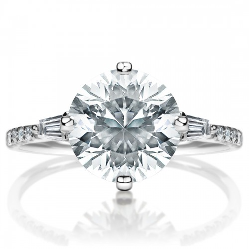 Tapered Baguette Sidestone Engagement Ring