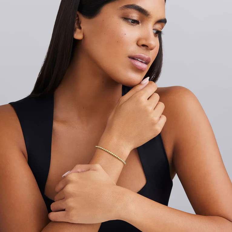 18K Gold Caviar Beaded Cuff Bracelet
