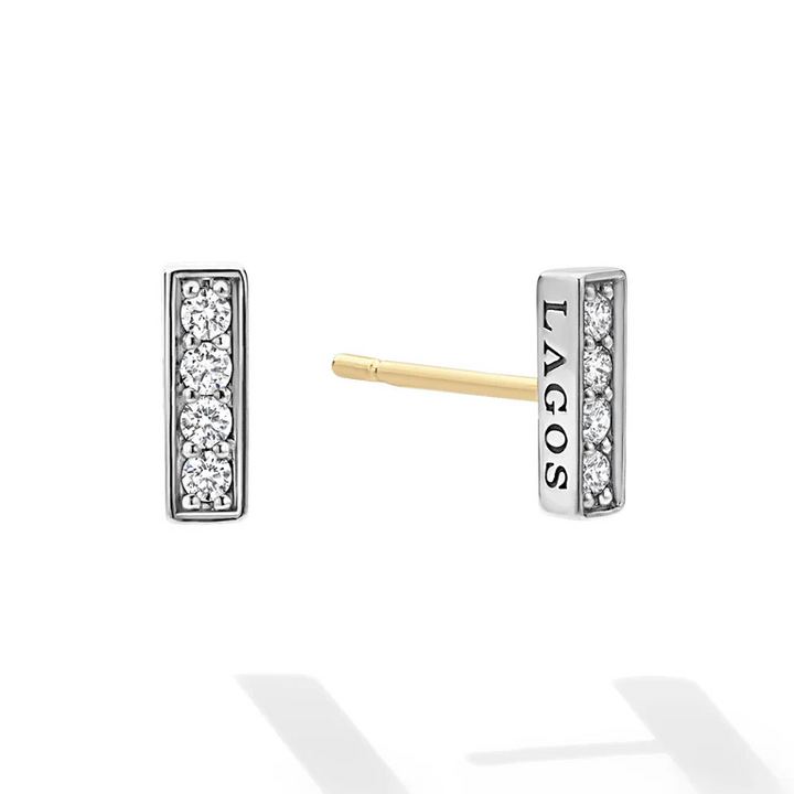 Silver Linear Diamond Stud Earrings