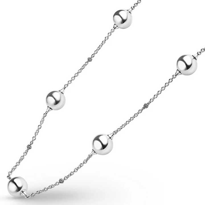 Silver Beaded Station Necklace