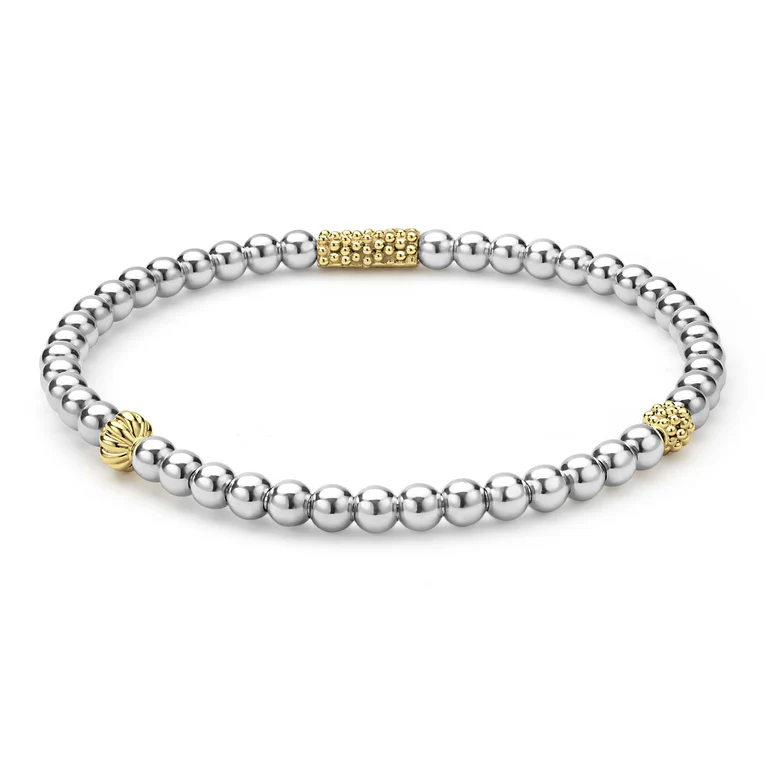 Two-Tone Caviar Icon Stretch Bracelet
