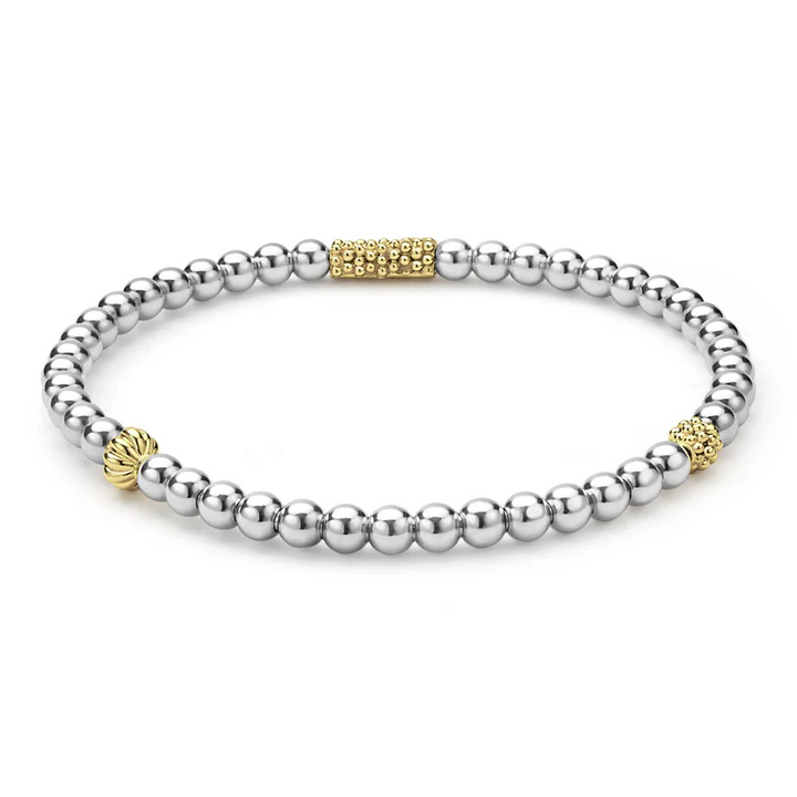 Two-Tone Caviar Icon Stretch Bracelet