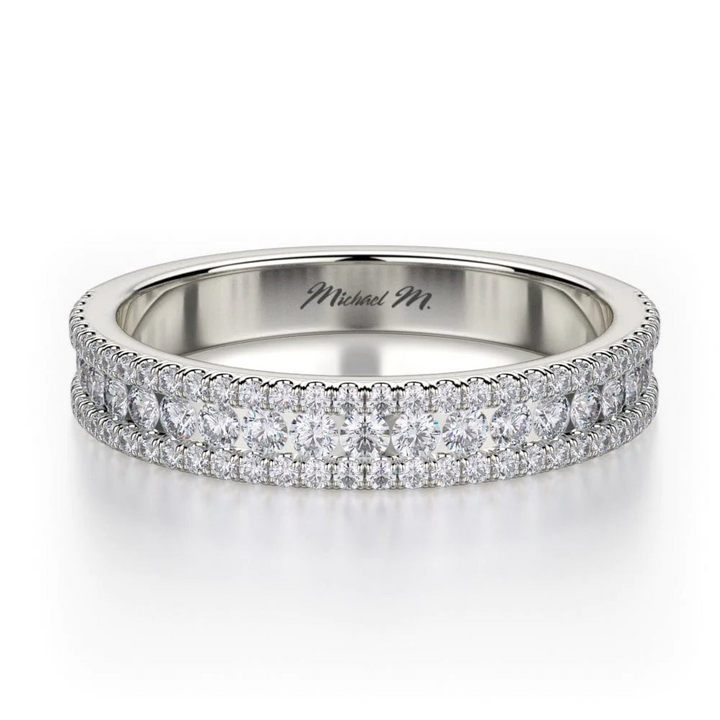 Three Row Diamond Wedding Band- Platinum