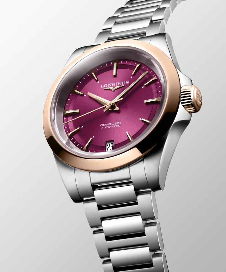 LONGINES Conquest Automatic Watch With Stainless Steel and Rose Gold Cap Case