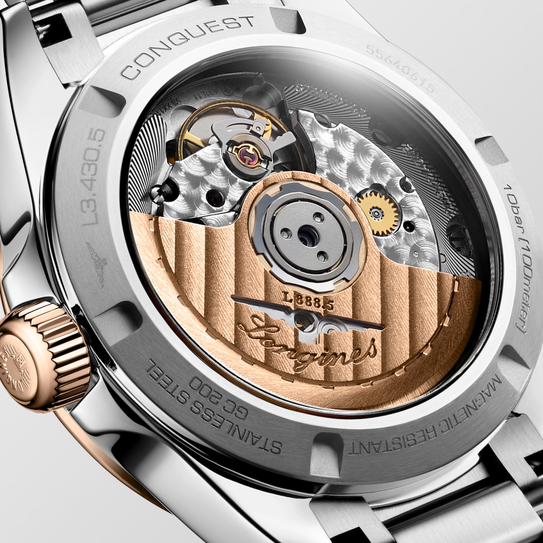 LONGINES Conquest L3.430.5.98.6 Stainless Steel Caseback and Bracelet Detail