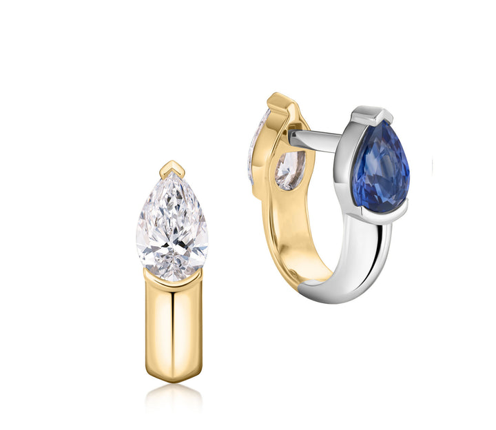 Pear Shape Diamond & Sapphire Mood Huggies