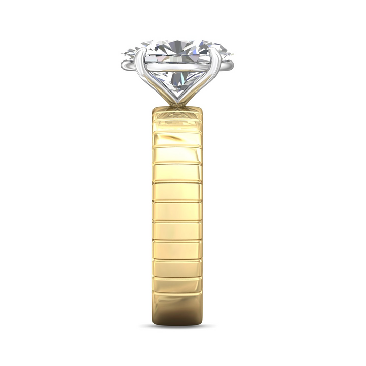 Oval Solitaire Engagement Ring with Fluted Band