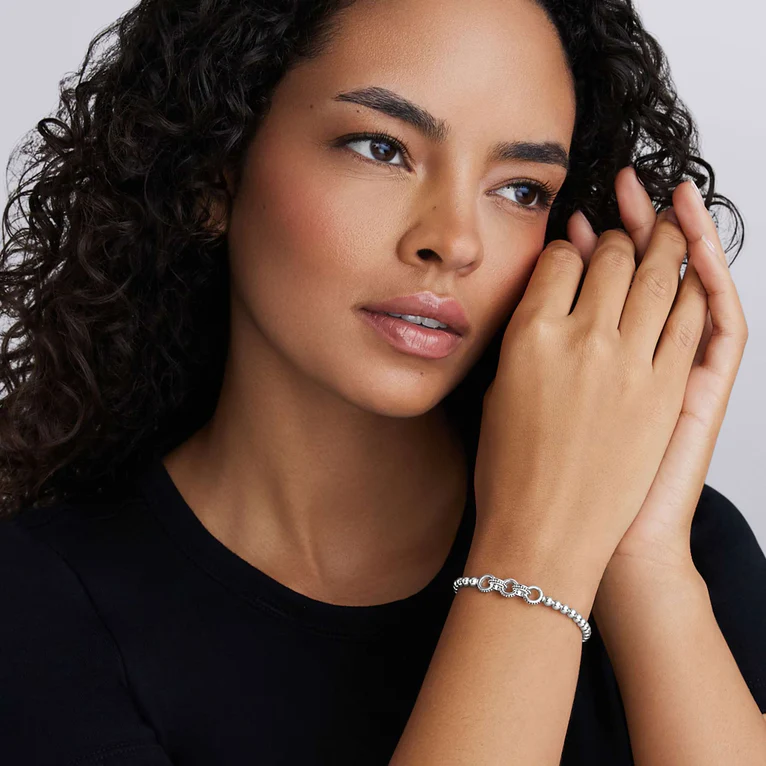 Silver Ring Link Stretch Bracelet