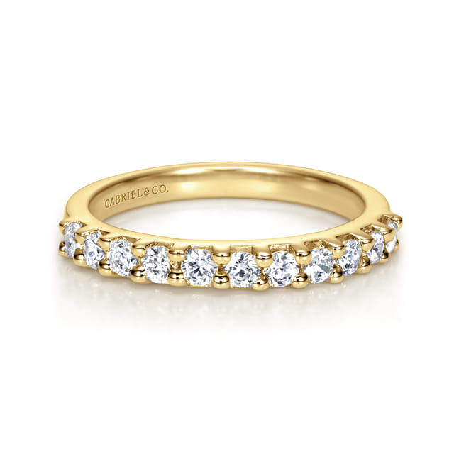 14K Yellow Gold 11 Stone Shared Prong Diamond Anniversary Band