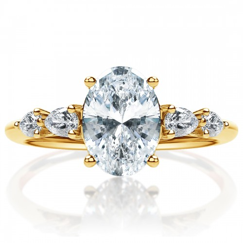 Pear Sidestones Engagement Ring