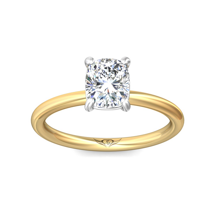 Two-Tone Cushion Cut Solitaire Engagement Ring
