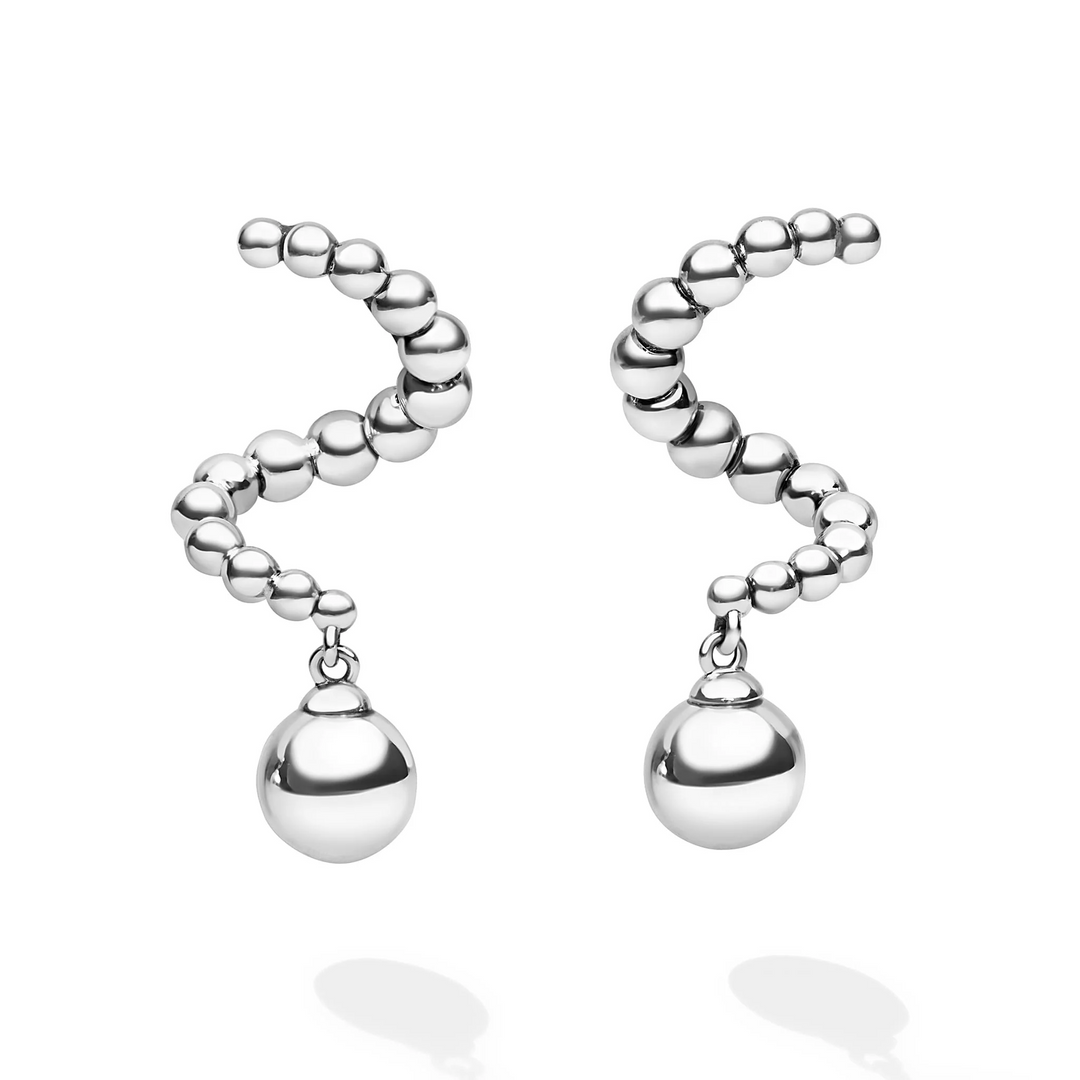 Silver Beaded Statement Drop Earrings