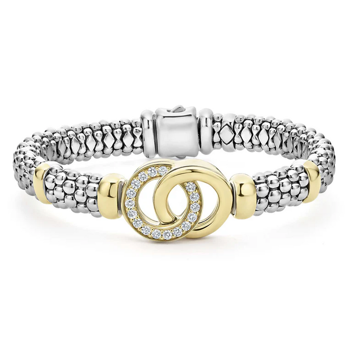 Two-Tone Interlocking Diamond Caviar Bracelet