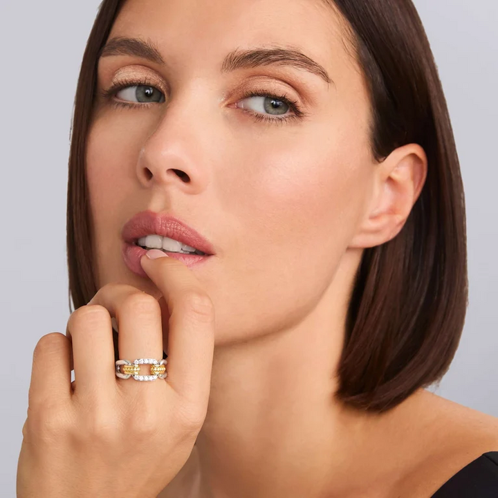 Two-Tone Link Diamond Ring