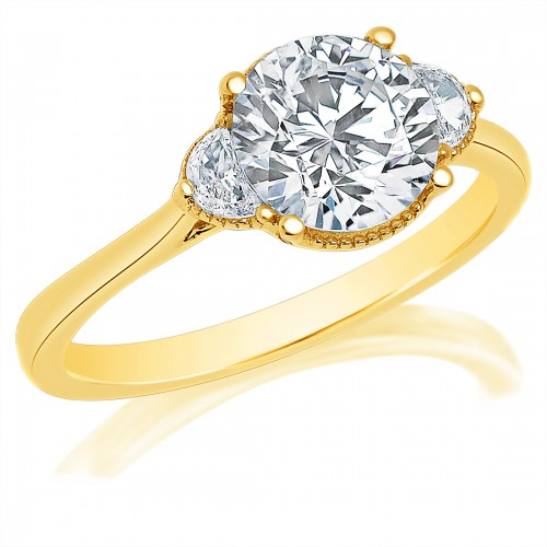 Fancy Three Stone Engagement Ring