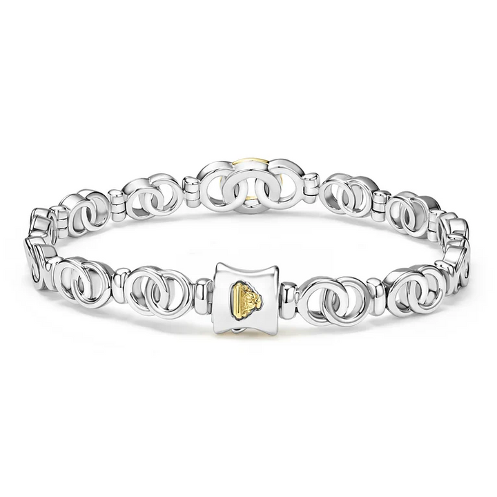 Two-Tone Petite Interlocking Diamond Link Bracelet