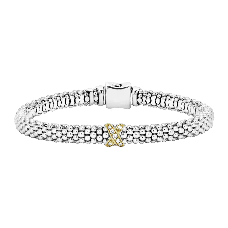 Single Station "X" Two-Tone Diamond Bracelet