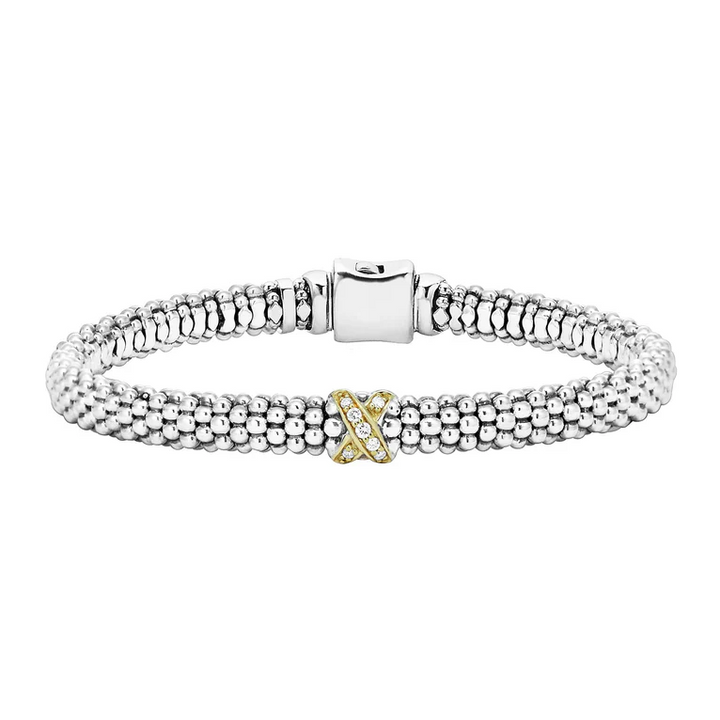 Single Station "X" Two-Tone Diamond Bracelet