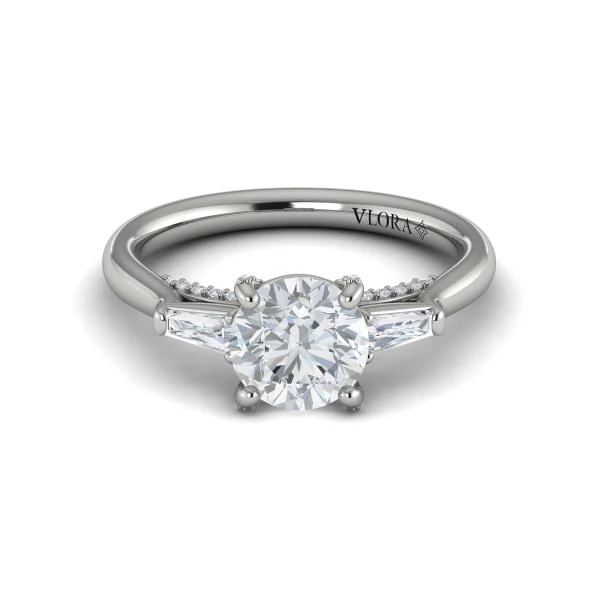Round Three-Stone Engagement Ring