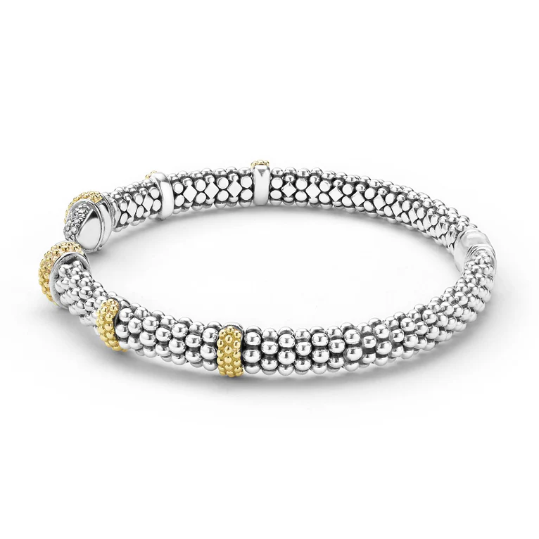 Two-Tone Caviar Diamond Versa Torque Bracelet