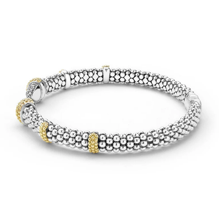Two-Tone Caviar Diamond Versa Torque Bracelet