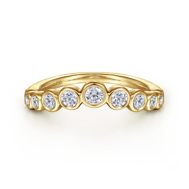 14K Yellow Gold Bezel 11 Stone Diamond Anniversary Band