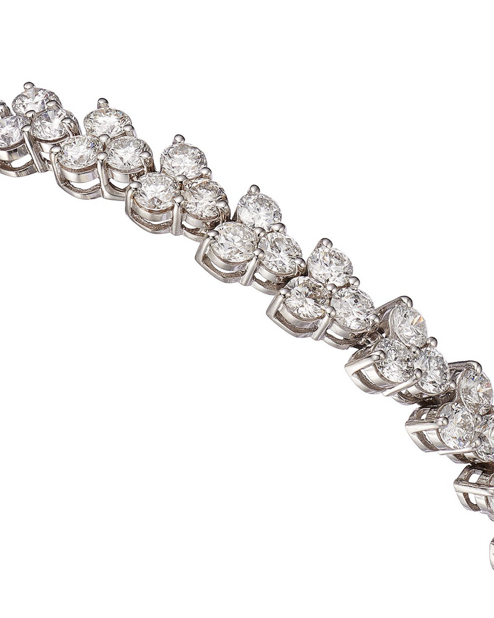18K White Gold Diamond Cluster Tennis Bracelet