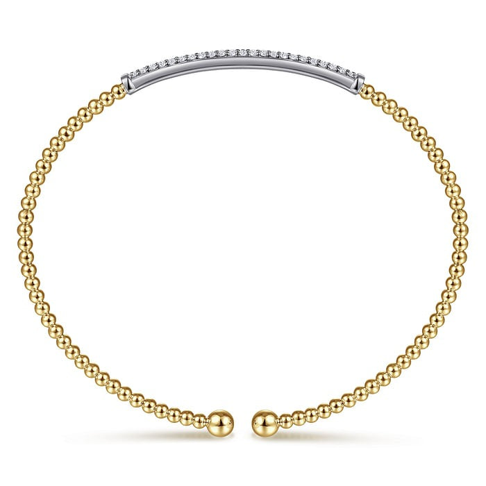 14K Yellow Gold Bujukan Diamond Bar Split Bangle