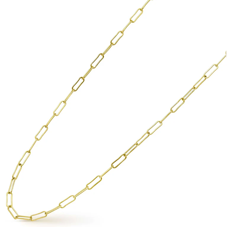 18K Gold Paperclip Link Chain Necklace