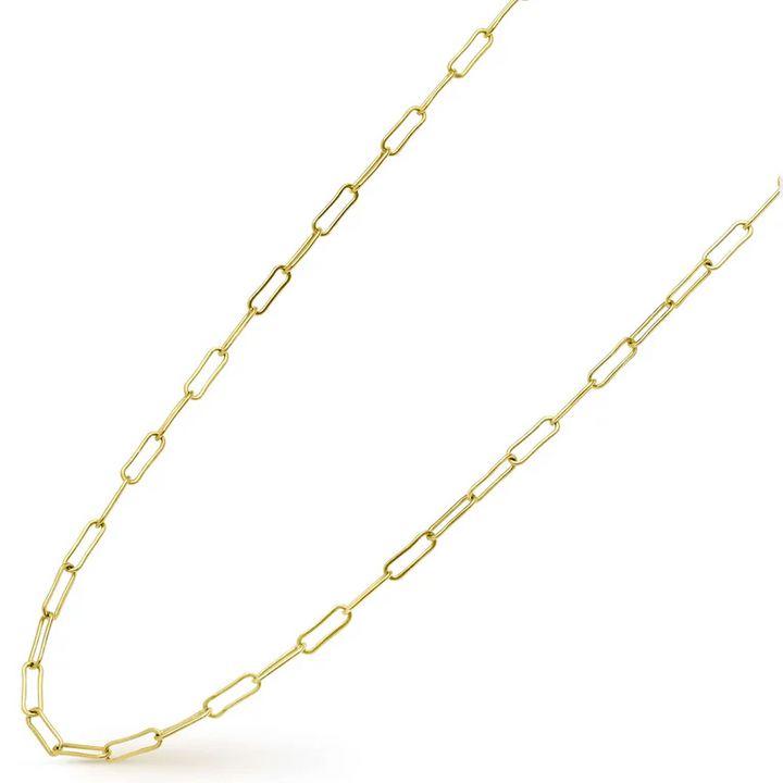 18K Gold Paperclip Link Chain Necklace