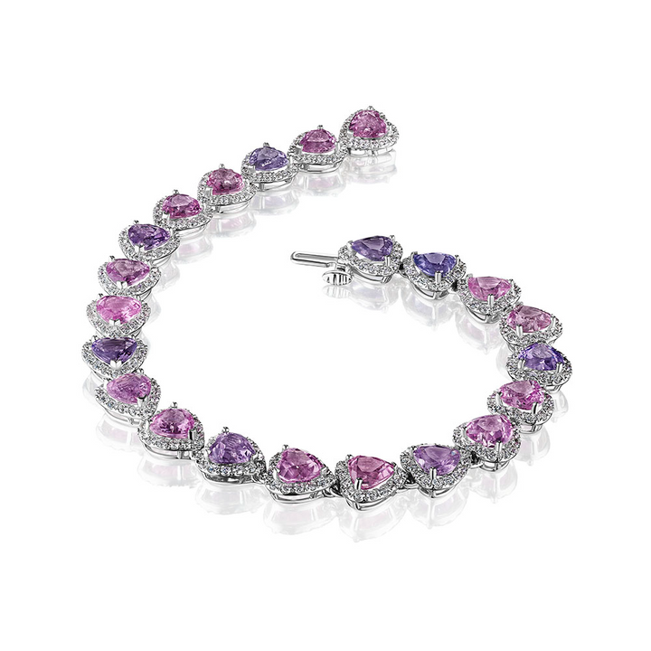 Halo Heart Sapphire Bracelet